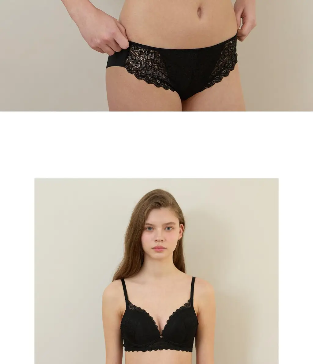 [Wonderbra] 로맨틱 레이스 노와이어 브라팬티 2종세트 블랙 WBW5N19_T 상세페이지 22